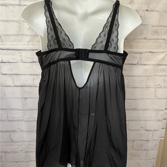 Adore Me Babydoll Neglige Black Size 38DDD Chiffon Sheer Lace Underwire Sexy New - Picture 4 of 10